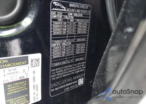 2020 Jaguar F-Pace Premium P250 Awd Automatic from USA, damaged, VIN SADCJ2FX8LA649221